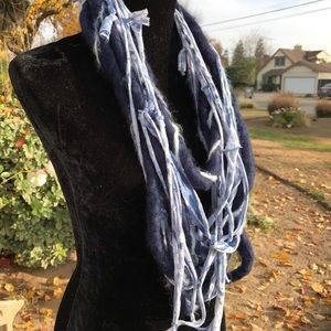Multi textured knotted strands infinity scarf